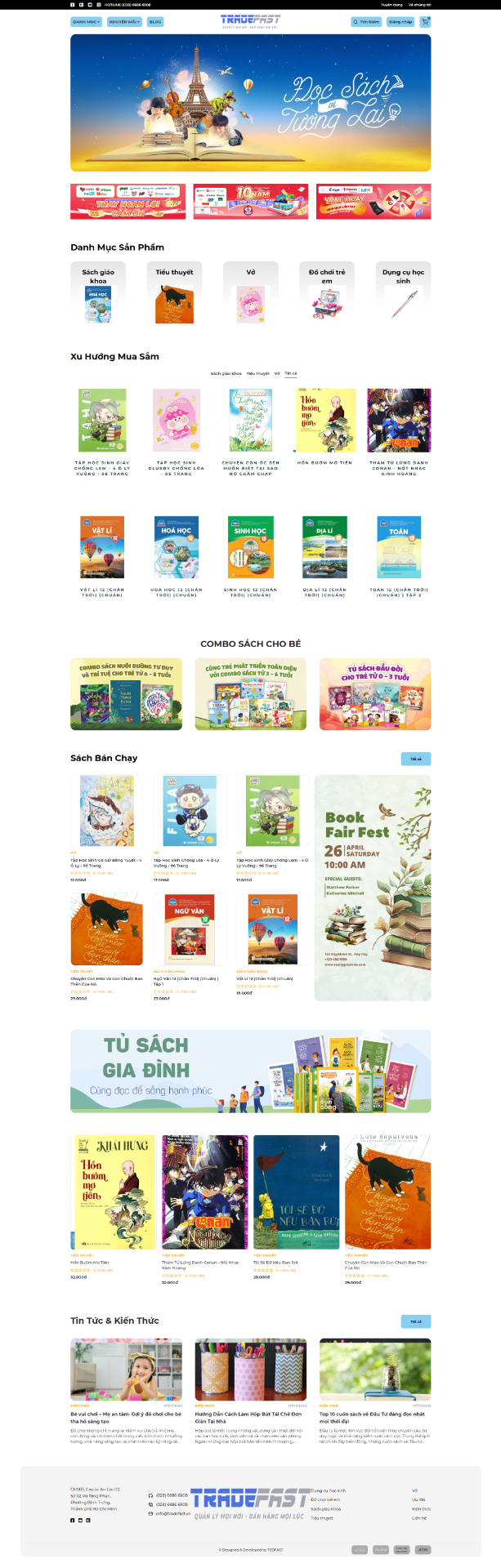 Website cho Ngành Sách, Văn phòng phẩm & Đồ chơi - TRF-BOS